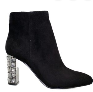 LE CHATEAU* studded heel side zip suede rounded pointed toe ankle boots sz 38